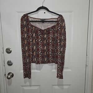 Revamped Brown Snake Print Blouse